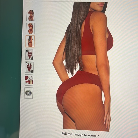 Red High Waist Swimsuit - Picture 3 of 7